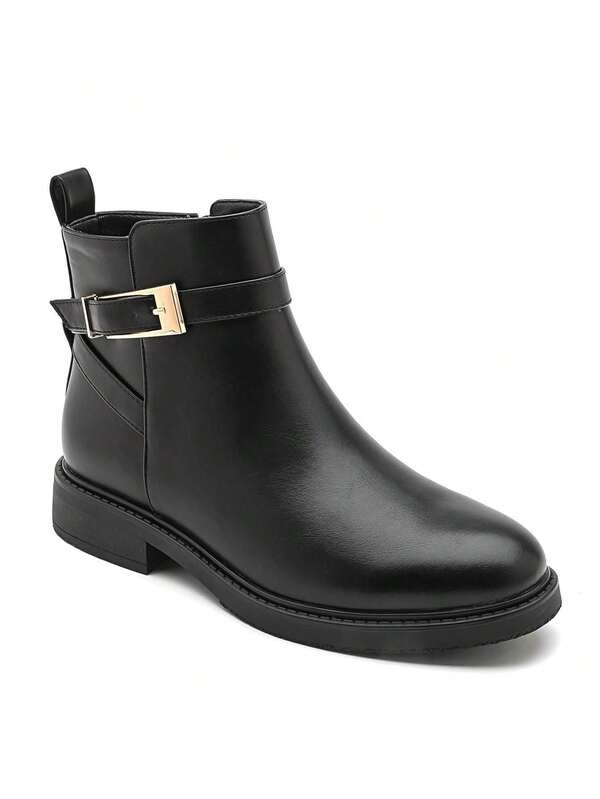 Bottines Courteous Femme Bride Et Boucle Dorée – Cuir Synthétique élégant Disponible In Noir, Brunette, Camel And Bordeaux