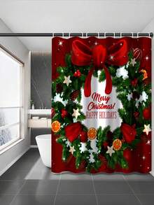 1/3/4 Stücke Weihnachts Duschvorhang Set, Weihnachts Schleife und Geschenk Muster bedruckter Badezimmer Fenster Duschvorhang Set, Badezimmer Set beinhaltet rutschfeste Badematte, U-förmige Toilettenvorleger, Toilettendeckel Abdeckung und Duschvorhang Zubehör, geeignet für Badezimmer Dekoration, Heimdekoration und Duschdekor, Feiertags Geschenk, Feiertags Dekoration, Weihnachtsdekoration