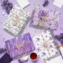 High Quality Lavender & Butterfly Floral Gift Wrapping Paper - Elegant Purple & Green Botanical Design, Suitable For Weddings, Birthdays, Teen Showers, DIY Crafts, Butterfly Decor - Multicolor - View 9