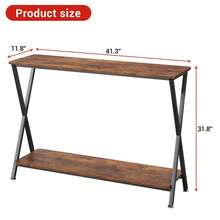 Consola estrecha, mesa de sofá pequeña, mesa de entrada de dos niveles con estantes detrás del sofá, estante de exhibición para la entrada, para sala de estar, dormitorio, vestíbulo, pasillo, recibidor. - Granate - Ver 3