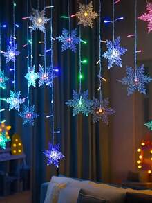 1 件大号雪花冰柱灯串、窗帘灯、现代 LED 冬季仙女灯、仙女灯窗帘、雪花窗帘灯、96 LED USB 供电仙女灯串、8 种模式、透明塑料、暖光、LED 窗帘灯、窗帘灯串、窗帘仙女灯