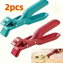 2 piezas de pinzas multiusos de cocina, soportes para ollas resistentes al calor y antideslizantes aptos para Instant Pot, microondas, freidora de aire - Herramientas de cocina esenciales en rojo y verde