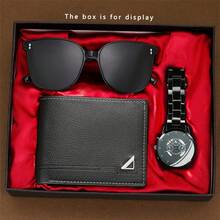 3 件/5 件男士手表礼品套装 + 钱包 + 眼镜、钥匙扣、钢笔 - 时尚、运动、优雅、奢华、个性化男士手表，专为男士设计，必备日常配饰，非常适合感恩节、周年纪念日、圣诞节礼物 - 黑色 - 查看 16