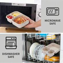New 3-Compartment Lunch Box With Lid, No Odor, Suitable For Sharing And Packing Food, Snack Compartment Box, Nut Candy Sealed Box, Small Food, Cakes, Fruits, Refrigerator Fresh-Keeping Box, School Supplies - Light Brown - 查看 4