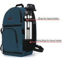 MOSISO Camara Bolsa, DSLR/SLR/Mirrorless Mochila a Prueba de Golpes Para Cámara Con Trípode e Inserto Desmontable - Trullo Profundo - Ver 11