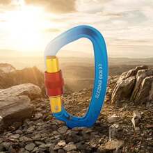 VENTDEPOT Mosquetón, MXVEO-001, 1Pza, 25kN, Forma D, Bloqueo Automático Roscado, Azul, Aleación de Aluminio. - Azul - Ver 4