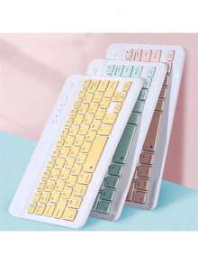 Set Inalámbrico Teclado + Mouse Bluetooth Colores Pastel | Recargable, Compacto y Silencioso | Compatible con PC, Tablet y Celular - Multicolor - Ver 4