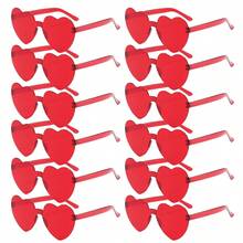 10/15pcs Frameless Heart Shaped Black , Funny Heart Shaped Glasses Suitable For Party, Christmas Gifts - Red - View 8