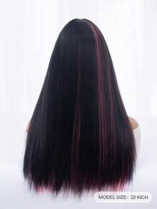 1 perucă sintetică rezistentă la căldură cu breton, perucă lungă și dreaptă multicoloră, 6,7 metri lungime, din fibră, potrivită pentru utilizare zilnică, perucă cu simulare naturală