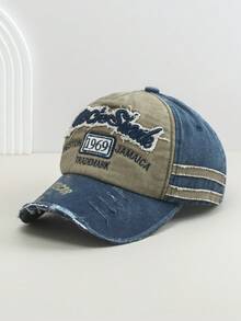 1pc Women's Distressed Frayed Brim Baseball Cap, Letter Embroidery Sun Hat, Versatile For Spring/Summer Outdoor Sports