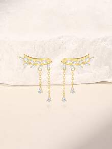 1Pc Leaf Tassel Pendant 925 Sterling Silver Drop Earring Vintage Minimalist Jewelry Wedding Party Jewelry Gift For Her Fine Jewelry