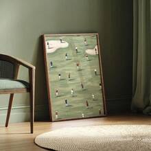 1 件复古高尔夫球场墙壁艺术 - 极简主义绿色抽象帆布印刷，无框，适合客厅、卧室或办公室装饰，是送给高尔夫爱好者的完美礼物，高尔夫装饰 - 彩色 - 查看 3