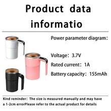 155mAh USB Display Temperature Auto Stirring Cup, Automatic Magnetic Self-Stirring Coffee Mug With Temperature Display, Travel Water Bottle Car Cup, Suitable For Protein Powder, Milk, Chocolate, Mocha - Multicolor - View 11