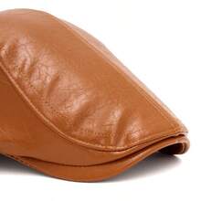 Gorra de periódico ajustable, boina, sombrero para conducir, cazar y pescar, gorra de cuero sintético, boina de moda, gorra plana para hombres - Multicolor - Ver 1