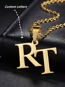 1pc Customizable Double Letter Necklace, With Two Custom Styles To Choose From, Personalized Couple Anniversary Birthday Gift, Elegant Design, Exquisite Craftsmanship, Touching Collection, Custom Engraved Female Jewelry, Stainless Steel Jewelry, Couple Necklace, Customizable Female Necklace, Is The Best Holiday Gift For Loved Ones Or Relatives And Friends On Halloween Or Christmas - Multicolor - View 3