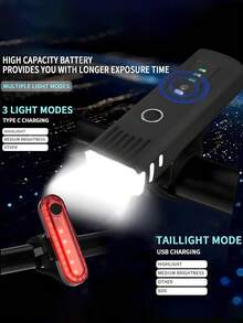 X-TIGER Bright USB Rechargeable Bicycle Light, Waterproof Bike Front And Rear Lights For Night Riding, 4 Lighting Modes Bicycle Headlight, Suitable For Mountain And Road Cycling - Multicolor - View 5