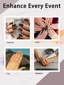 16片粉色半固化凝胶美甲贴纸，激光闪粉渐变自粘凝胶美甲贴，轻松美甲，沙龙品质，女士DIY美甲贴纸