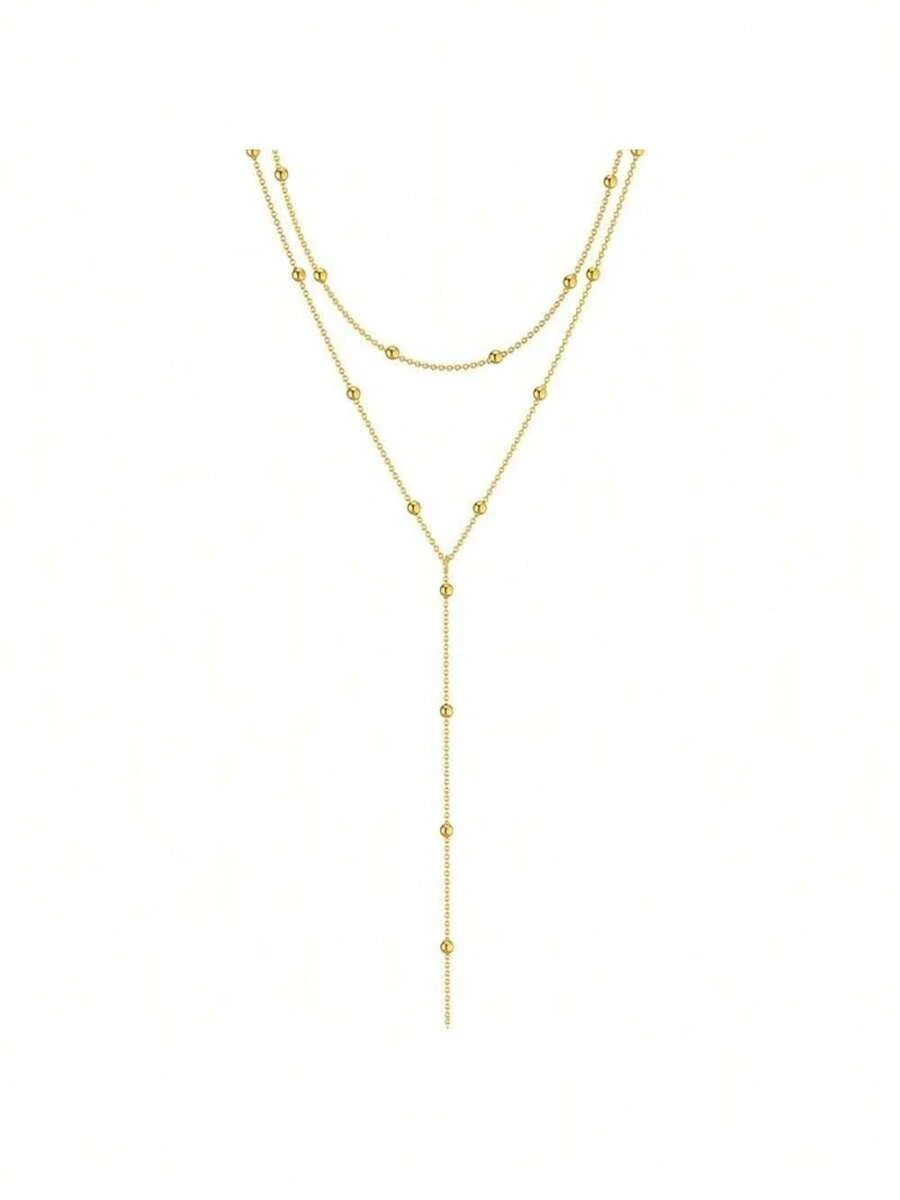 Long Gold Necklaces For Women, Gold Lariat Necklace, Long Chain Necklace For Women - Vàng - Xem 1