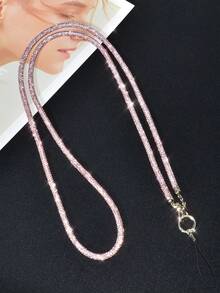 Luxury Crystal Lanyard Long Strap, Bling Bling Crossbody Phone Charm Chain, Fashionable Handbag Shoulder Strap, High-End