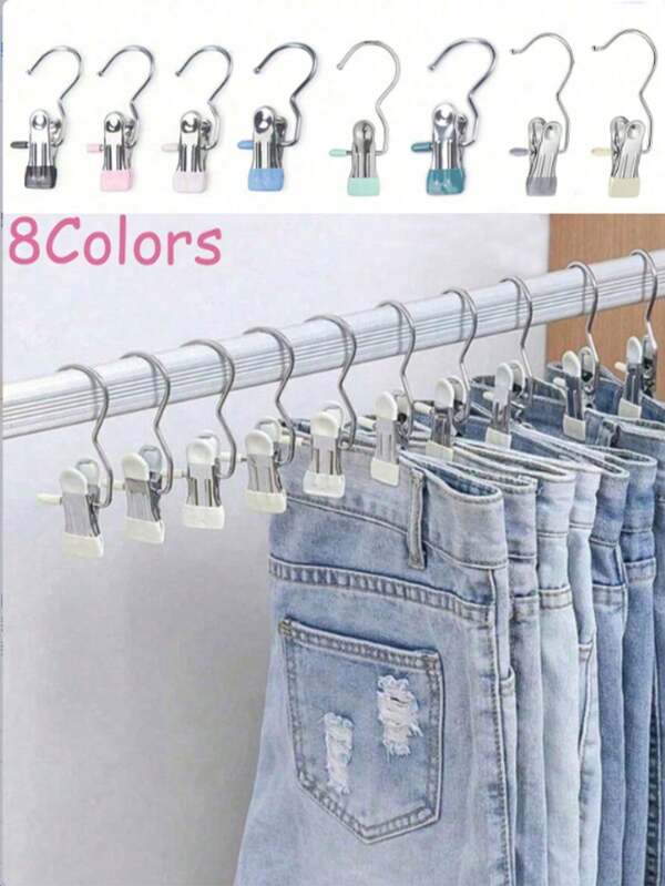 Edelstahl Wäscheklammer, Wäsche Kleidernagel mit Haken, tragbare hängende Wäscheklammer, Kleiderschrank Organizer, Aufhänger für Kleider, Hosen, Schuhe, Jeans, Stiefel, Röcke, Strandmode, Frühling, Minimalismus, Sommer Oberteile, Platzsparer für Zuhause, geeignet für Schlafzimmer, Kleiderschrank, Zuhause, Wohnheim