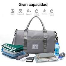 Maleta Deportiva,Compartimento para Zapatos y Bosillo Impermeable,Incluye bolsa de maquillaje,toalla y bolsa organizadora de regalo,Mujer y Hombre,para Viajes,Gym (B-Rosa) - A-Gris - Ver 5