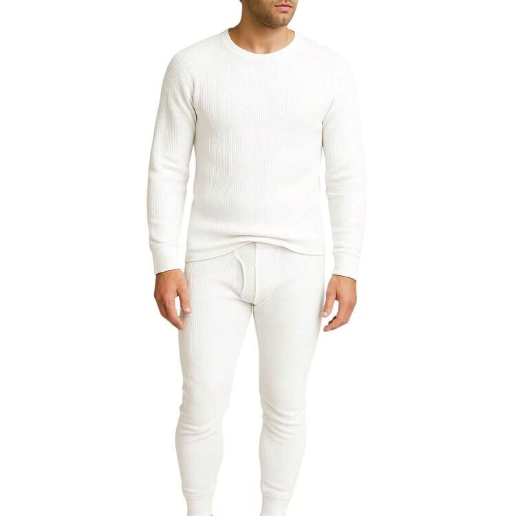 Men's 3 Pack Full Thermal Sets Ultra Soft 6 Piece Cotton Top And Bottom Set, Warm Cotton Long Johns, Winter Base Layer, Thermal Underwear For Men - 白色/海軍藍/灰色 - 查看 2