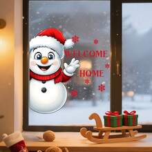 Christmas Window Stickers, Cute Santa Claus Snowman Glass Window Decals Door Stickers Decoration, Suitable For Holiday Christmas Nursery Playroom Bedroom Classroom Kindergarten Wall Stickers Room Decor Wall Sticker Wall Decor Home Decor Christmas Decorations Christmas Decorations Home