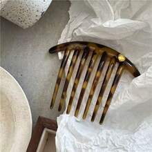 1个豹纹复古亚克力侧梳，多功能半圆形刘海发夹，女士发饰，婚礼，梳子，发梳，发饰，头部饰品 - 彩色 - 查看 8