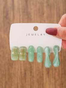 3-24 Pairs Elegant Resin Water Drop C-Shaped Asymmetric Geometric Earrings Set, Fashion Colorful Earrings, Suitable For Women, Party Wear, Perfect Gift For Girlfriend, Mom