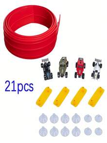 儿童360度旋转蓝红赛道，配备15英尺入口和灵活的赛车坡道，培养智慧和动手能力，丰富想象力，适合3岁以上儿童。包含吸盘式赛道和合金赛车，兼容1/64比例模型车，是男孩女孩的生日礼物和万圣节礼物之选。无需电池，可重复使用，亲子互动益智手工游戏套装。 - 彩色 - 查看 8