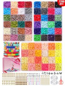 2400 Stücke/4800 Stücke/7200 Stücke/9600 Stücke/12000 Stücke weiches Ton Perlenset, Cut Out Perlendesign, geeignet für DIY Halsketten, Armbänder, Dekorationsperlen, handgemachte Geschenke für den Alltag, Abschluss, Feste, Partys - Polymer-Ton - Übersicht 16
