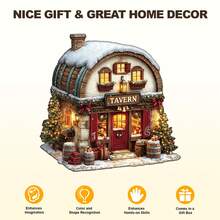 Christmas Tavern - Wooden Jigsaw Puzzle, Asymmetrical Animal Shaped Wooden Puzzle Toy, Unique Party Game Gift, Decorative Art Painting, Tabletop Magic Puzzle, Creative Children's Educational Puzzle, Holiday Gift, Adult Wooden Puzzle, Christmas Gift, Back To School Gift, Birthday Gift (2D Puzzle) - Multicolor - View 8
