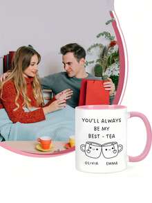 [Personalized Tea Mug] 11oz Ceramic Best Friend Tea Mug | Personalized "You'll Always Be My Best-Tea" Design, Dishwasher , Perfect For Birthdays, Christmas, Anniversaries & Long-Distance Gifts - Multicolor - View 4