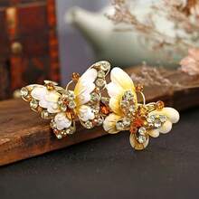 1 Piece Exquisite Rhinestone Inlaid Butterfly Hair Clip Shiny Hair Clip Jewelry Side Hair Braid Braided Sweet Hair Clip Accessories Women's Hair Accessories New Year Or Valentine's Day Beautiful Accessories Gift - 玫紅色 - 查看 5