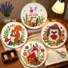 11CT 十字绣套件 DIY 手工刺绣，包括线、针、图案表 - 奶牛、企鹅、树懒、花卉乡村风格装饰，适用于客厅/卧室，初学者入门套装 - 彩色 - 查看 7