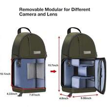 MOSISO Camara Bolsa, DSLR/SLR/Mirrorless Mochila a Prueba de Golpes Para Cámara Con Trípode e Inserto Desmontable - Ejército Verde - Ver 11