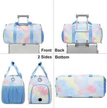 Bolsa de baile para niñas, bolsa deportiva para gimnasio, para niñas, adolescentes, bolsa de viaje impermeable, bolsa de lona con compartimento para zapatos, bolsa de ballet y gimnasio, beige (cat - PU rosa. - Ver 2