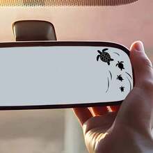 1pc Cute Turtle Swimming In The Sea Rearview Mirror Sticker, Suitable For Cars, Motorcycles, Etc - Black - View 7