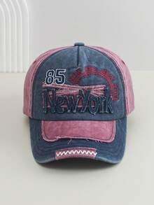 1pc Distressed Washed Letter Embroidered Baseball Cap, Men's Spring/Summer Sun Hat, Outdoor UV Protection Versatile Cap