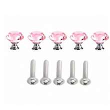 12pcs Crystal Glass Handles For Wardrobe Door Cabinet Drawer Shoe Cabinet Kitchen Cabinet Furniture, Cabinet Door Single Hole 1.18inch, Small Zinc Alloy Handle, Furnitur Accessories