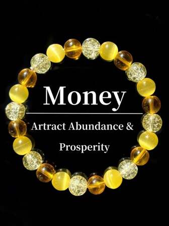 优雅的女士黄色珠子手链，繁荣和财富的象征。