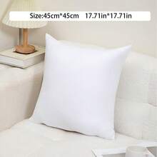 1pc White Polyester Flocked Decorative Throw Pillow Insert - Soft Polyester Filled Cushion, Suitable For Bed & Sofa - Machine Washable Home Decor, Comfortable Bedding Accessory, Neutral Color Style Throw Pillow Insert - Non-Lumpy, Breathable Design, Suitable For Daily Use And Hosting Guests With Gentle Filling, More Reassuring For Daily Use