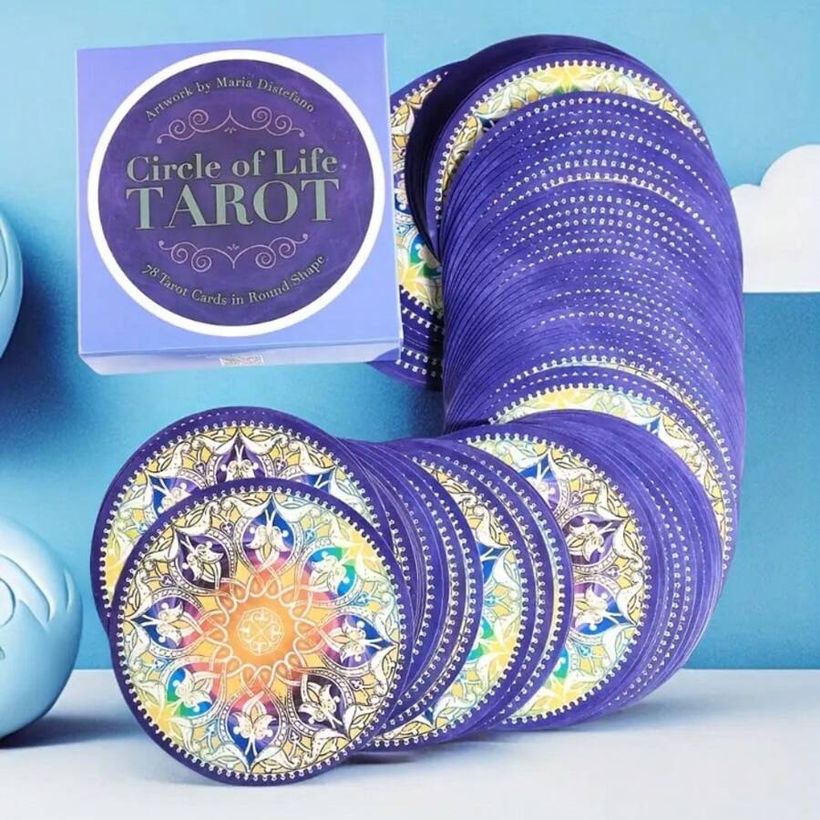 78pcs Classic Fortune Telling Tarot Cards - The Wheel Of Life, Suitable For Beginners, Family Gatherings And Parties, Emotional Insight And Divination Game, Perfect Gift, Compact And Portable, Portable Fate Game, Divination Cards, Multi-Player Divination Cards - Multicolor - View 1