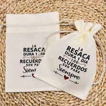 10 piezas de bolsas de cordón de color beige para bodas españolas y fiestas, adecuadas para empaquetar artículos de recuperación de resaca - Beis - Ver 6