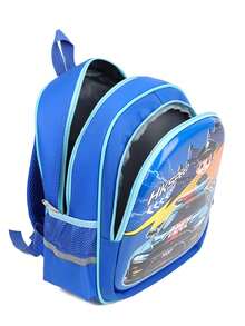 1个背包，适合男孩小学、初中和高中学生，可爱汽车图案，轻便硬壳背包，减少负重，保护背部，返校季背包手提包 - 藍色 - 查看 6