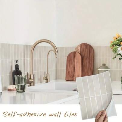 10/20/30/50 pièces Autocollants de carrelage autoadhésifs, dosseret de cuisine autocollant, autocollants de carrelage mural de salle de bain en vinyle, décoration de maison, décoration de bar de camping-car