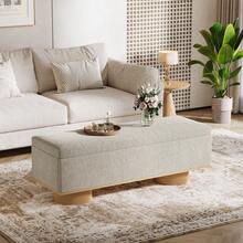 Tribesigns 50.39" Storage Bench With Padded Seat Cushion, Upholstered Shoe Bench With Flip Up Storage For Bedroom, Living Room, Entryway, Load Up To 330 Lb, Beige + Brown - 米色和棕色 - 查看 6