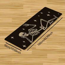 1 pièce Tapis de cuisine en lin imprimé motif crâne, paillasson, tapis de bain, tapis de couloir, décoration d'Halloween, cadeau d'Halloween, rectangle imprimé en 3D, convient pour le salon, la chambre, le couloir, la salle de bain, la buanderie - Tapis en polyester, décoration d'intérieur et d'extérieur