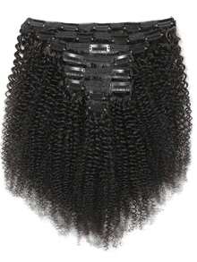 Afro Kinky Curly Clip In Hair Extensions 120g Brazilian Virgin Human Hair 4C Natural Black Clip In Extensions Double Weft Thick Ends 8pcs 120g/Set 12A Brazilian Virgin For Women