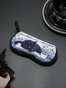 1 hộp đựng kính mắt in họa tiết đầu lâu có móc khóa carabiner, túi đựng kính bằng chất liệu neoprene mềm siêu nhẹ, có khóa kéo và ngăn đựng di động dành cho nam và nữ - Nhiều màu - Xem 15